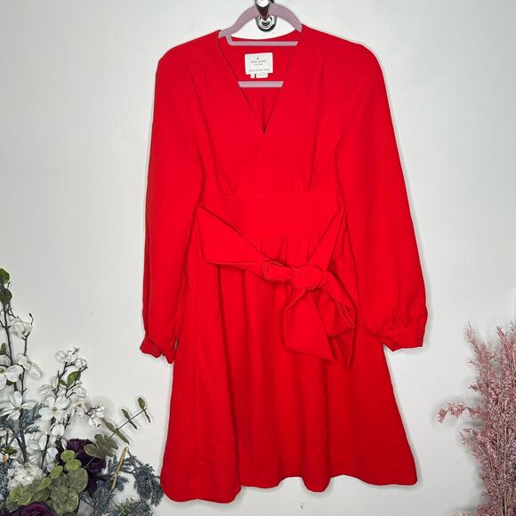 KATE SPADE Crepe Tie Back Dress Cherry Red Sz 4 {3A10} - Picture 3 of 7